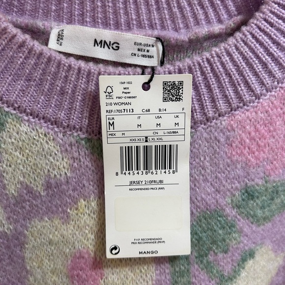 Mango Floral Knit Pastel Sweater NWT Sz M - Picture 6 of 12